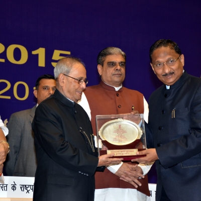 Receiving Rajbhasha Award from the President 