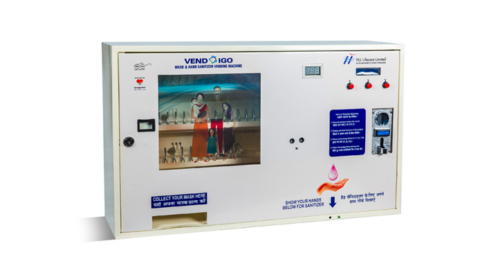 Mask and Sanitizer vending machine with Infra Red (IR) Scanner