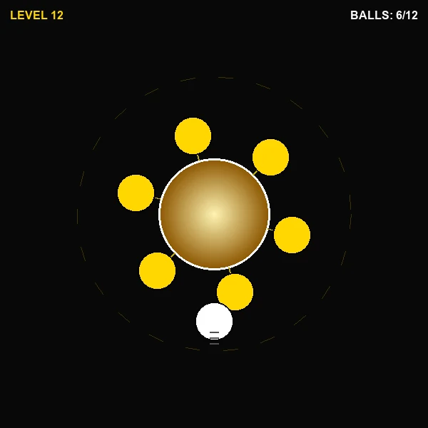 Core Ball mid-game — faster rotation, multiple balls already attached