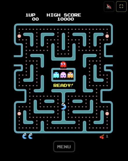 Pac-Man 30th Anniversary cookie fruit bonus item appearing in the maze center