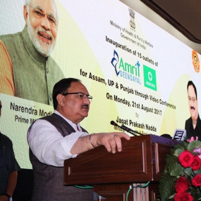 Union Minister of Health and Family Welfare Mr J P Nadda,  formally inaugurates 15 AMRIT pharmacies nationwide